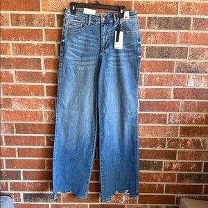 NWT Judy Blue jeans size 11/30 high rise tummy control chewed hem wide leg women